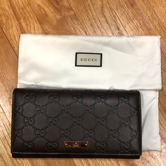 Long dark brown guccisima wallet continental - Picture 1 of 11